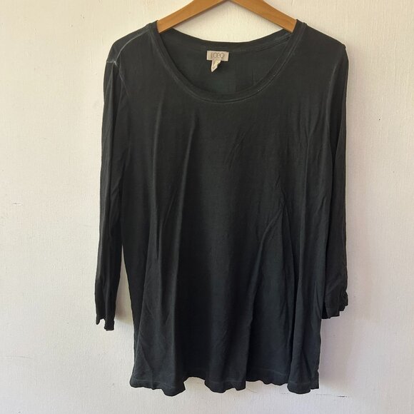LOGO Lori Goldstein Top Womens Large Blue Boxy Relaxed Long Sleeve - Picture 1 of 6